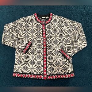 L.L. Bean Black and Red Wool Nordic sweater